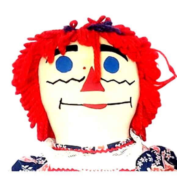 27" Vintage Homemade Raggedy Ann & Andy Doll Pair - Picture 2 of 13